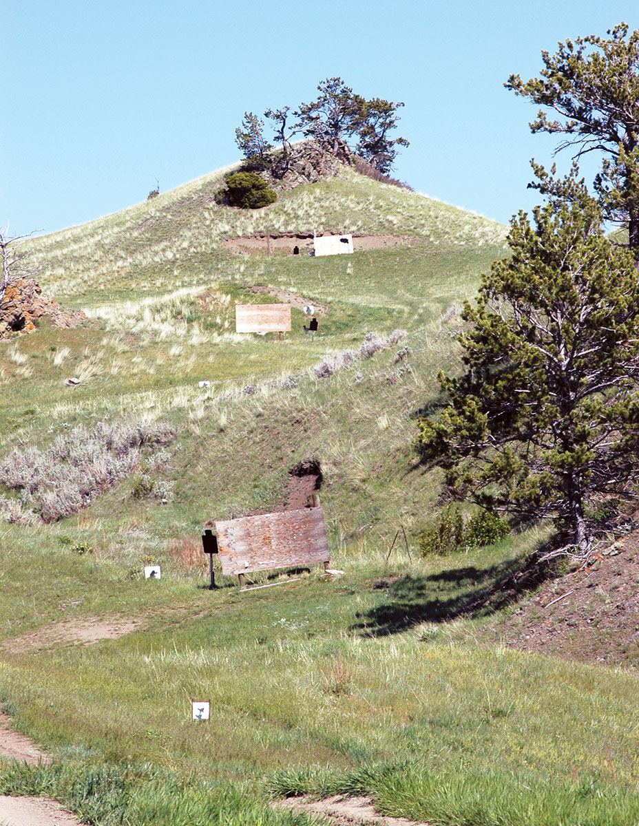 This photo shows Mike’s 300-yard range. The black specks at 100, 200 and 300 yards are steel plates measuring 18x24 inches.